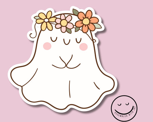 Floral Ghost Vinyl Sticker