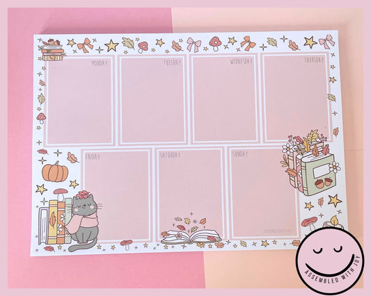 Autumn cosy comforts - Weekly planner desk pad