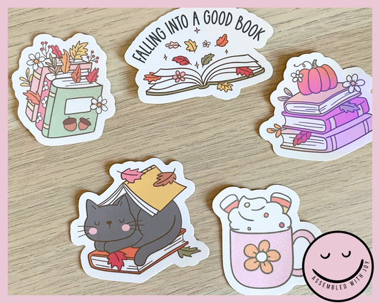 Kitty Book Stack Vinyl Sticker