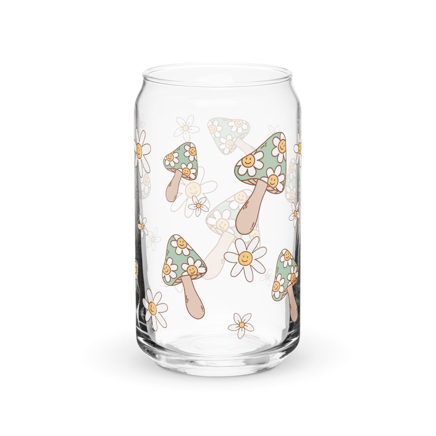Can-shaped glass - Happy Mushrooms Design