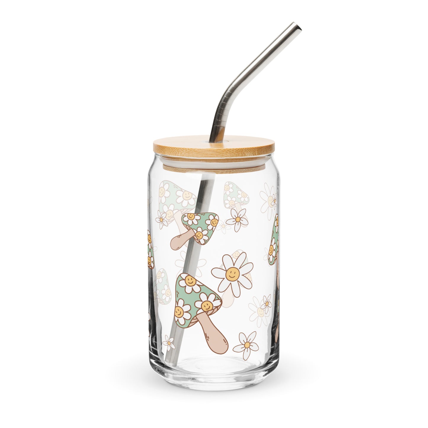 Can-shaped glass - Happy Mushrooms Design