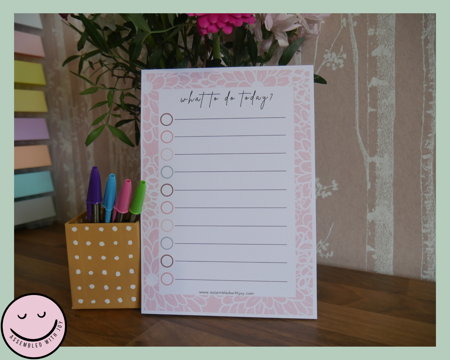 Floral To Do List Notepad - Assembledwithjoyoy
