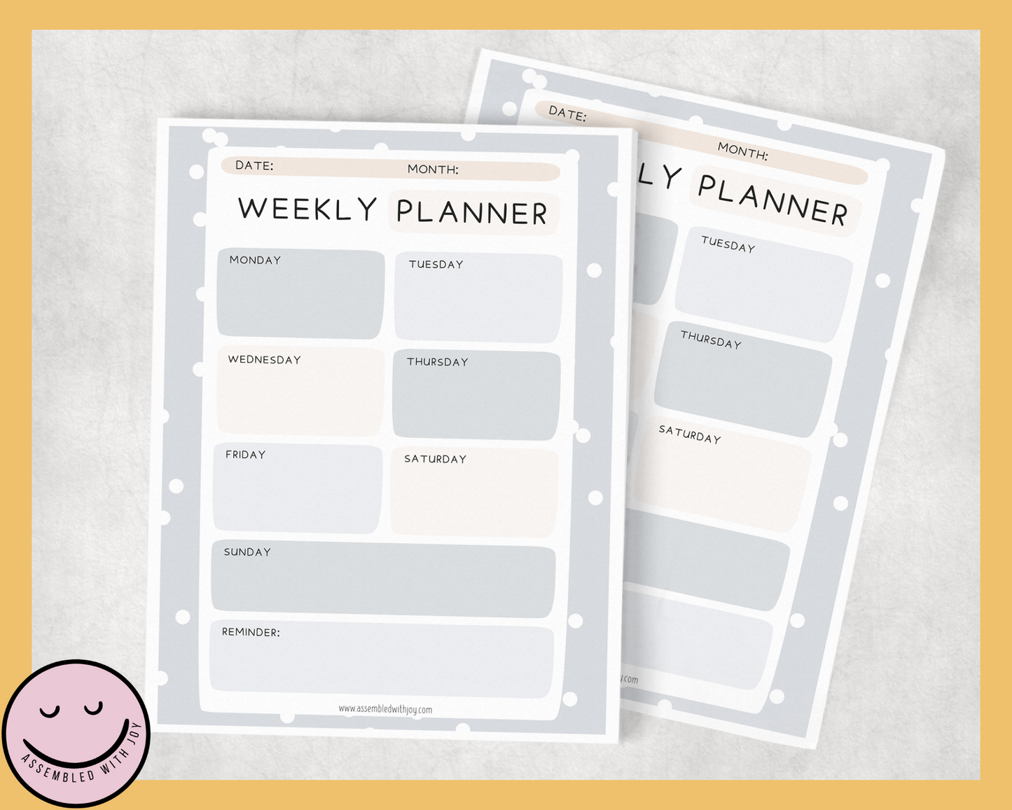 Pia Weekly planner - Neutral Polka Dots - Assembledwithjoyoy