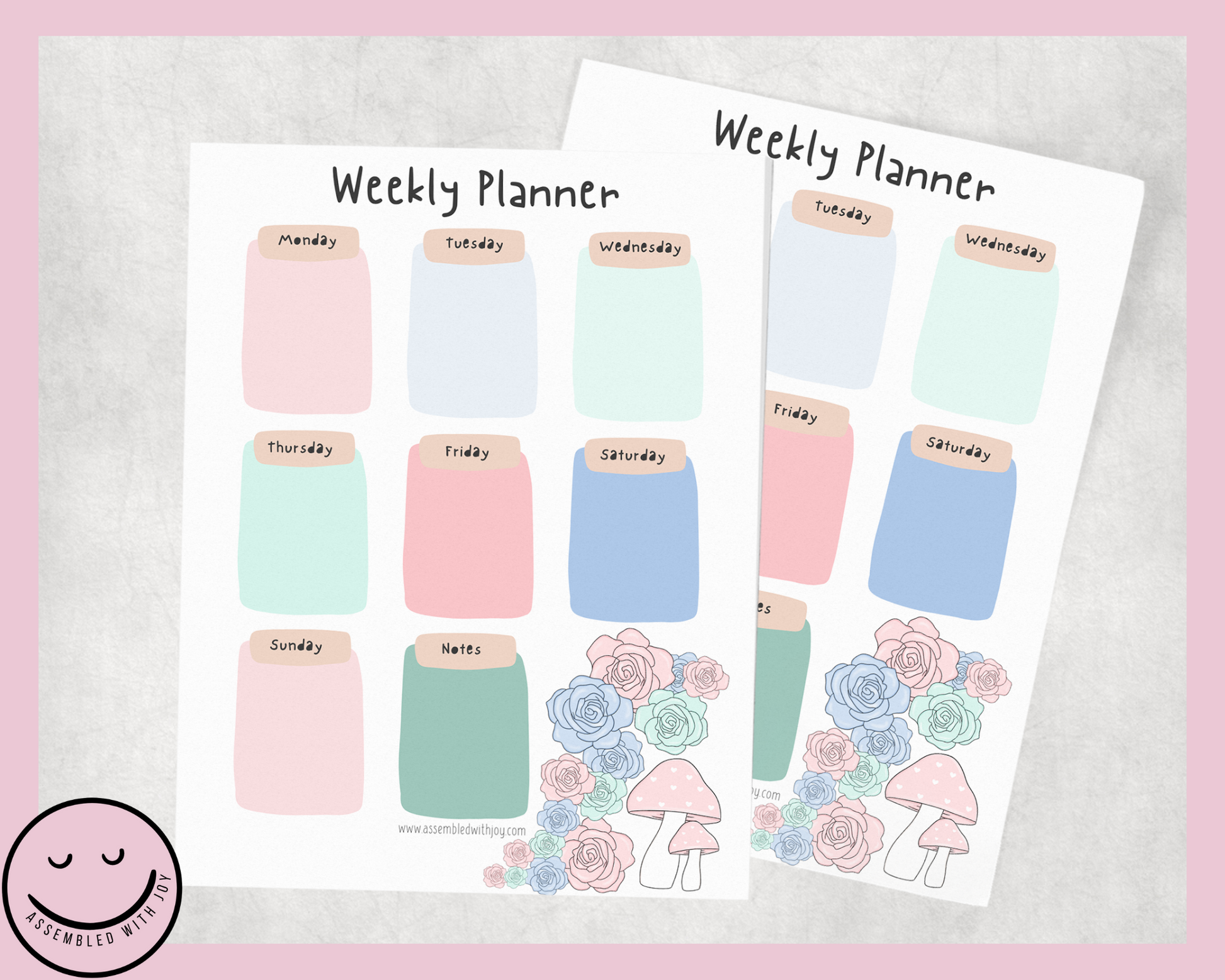 Rose daily planner notepad - Assembledwithjoyoy