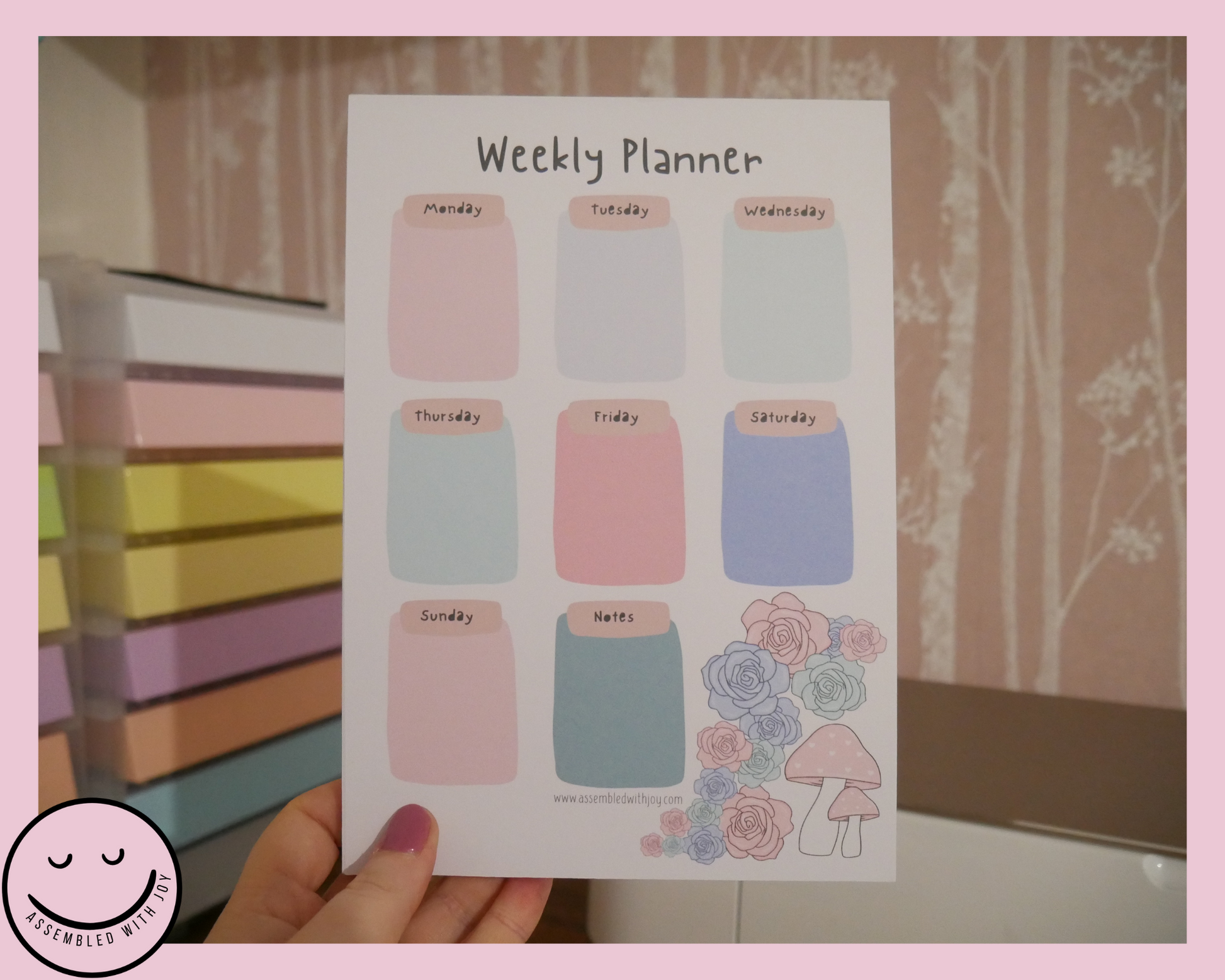 Rose daily planner notepad - Assembledwithjoyoy
