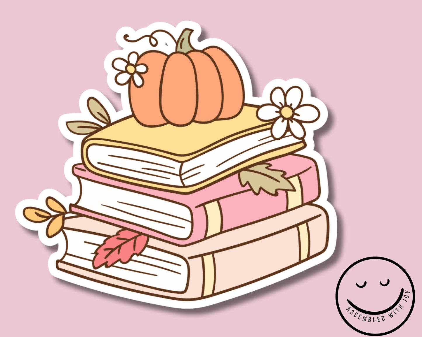 Pumpkin Book Stack Vinyl Sticker