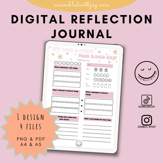 Empowering Mum's Reflection Journal Page: Digital Download for Celebrating Wins and Navigating Challenges