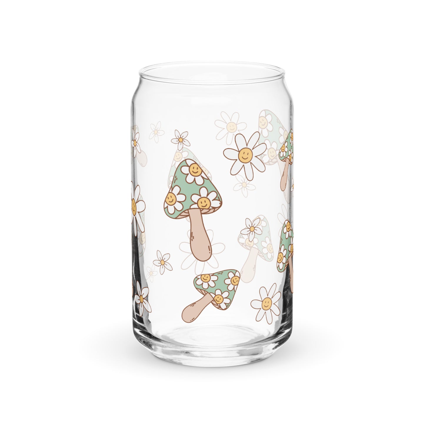 Can-shaped glass - Happy Mushrooms Design