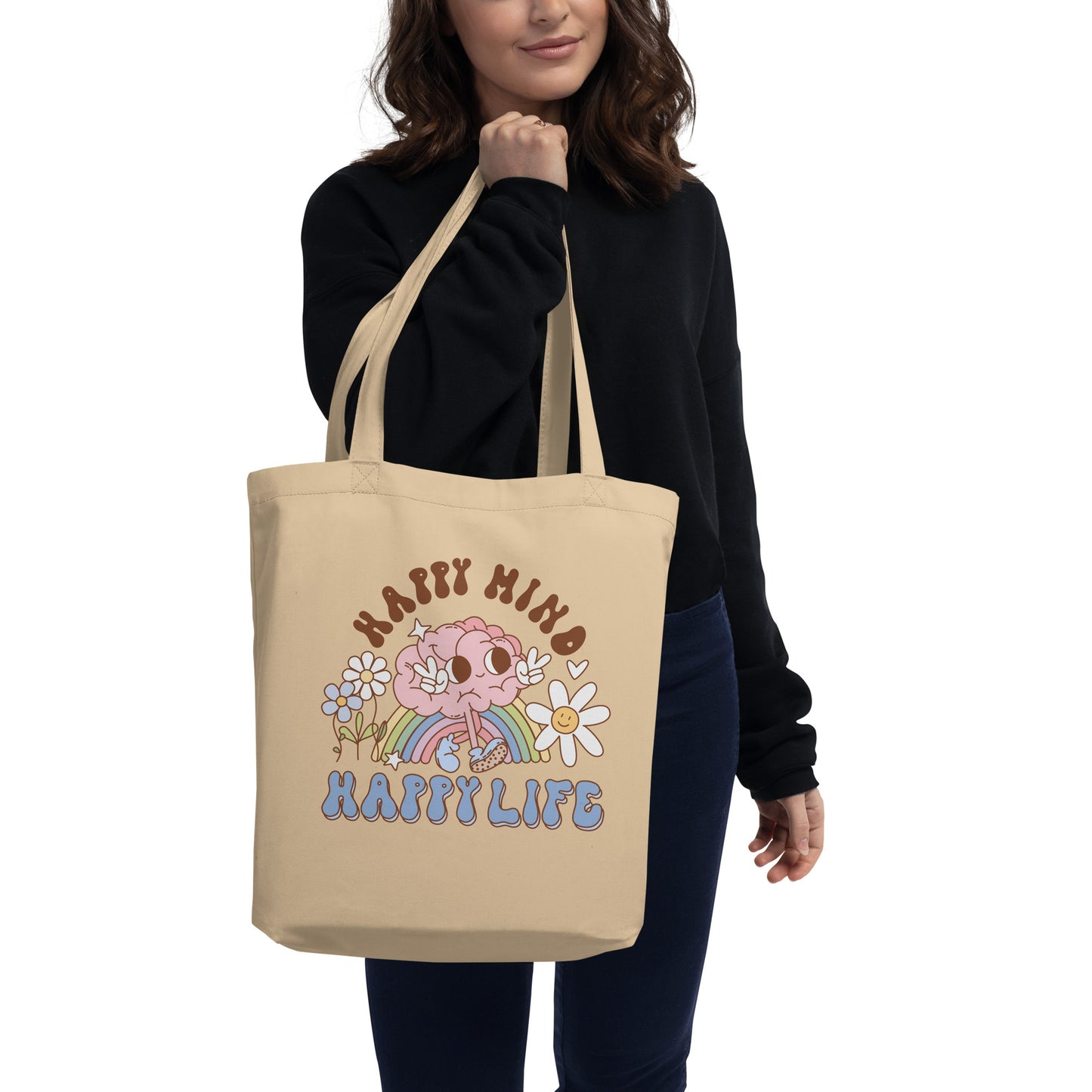 Eco-Friendly Tote Bag – Groovy Happy Mind Happy Life