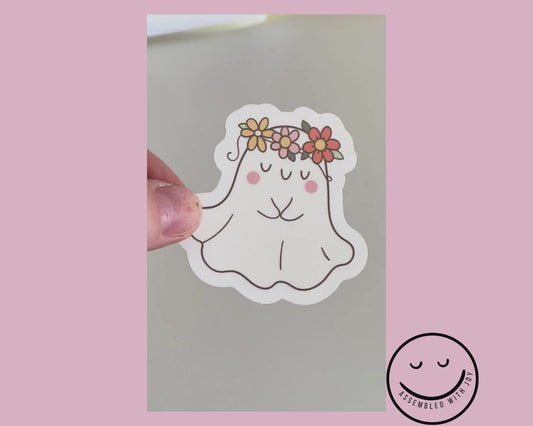 Floral Ghost Vinyl Sticker