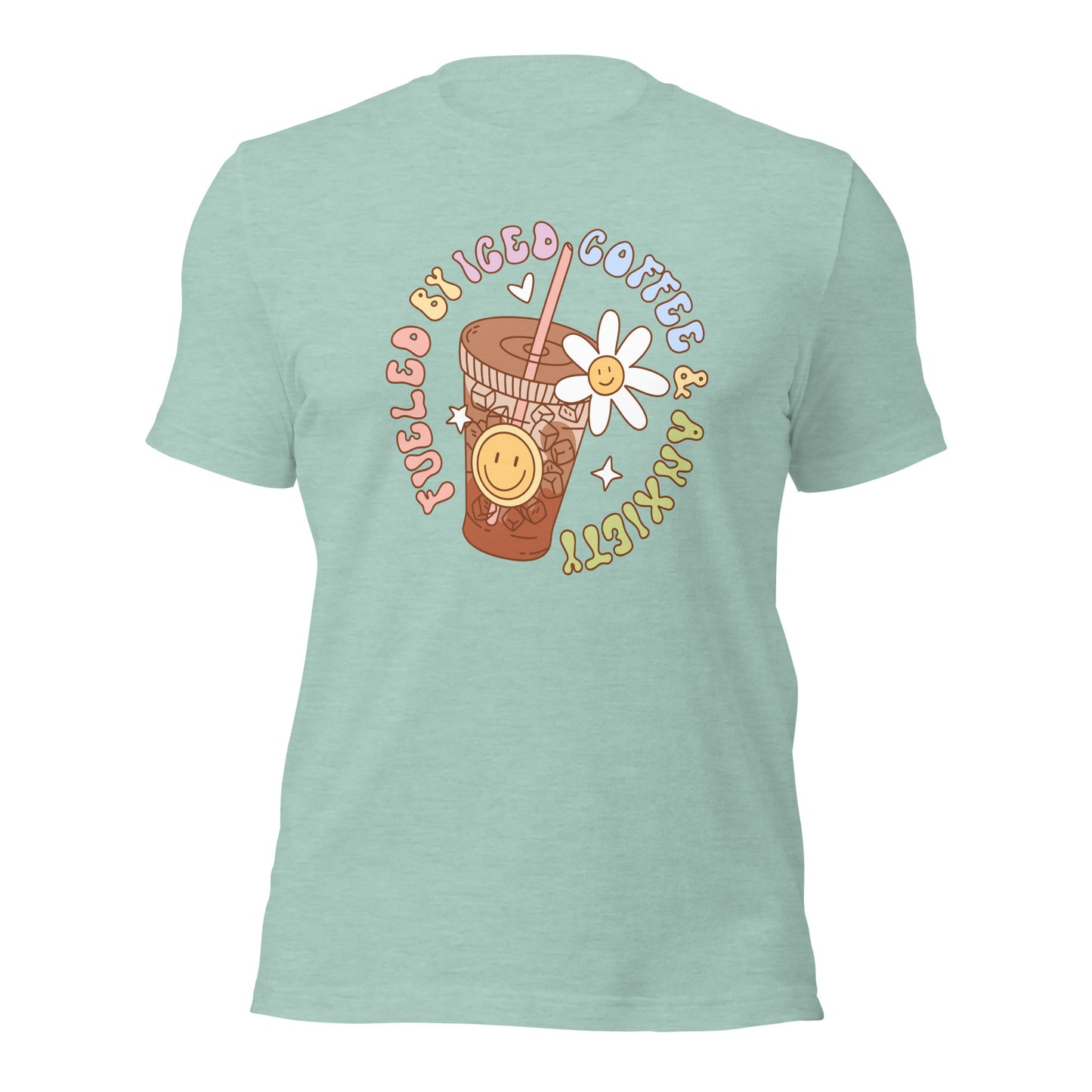 Unisex T-Shirt – "Fuelled by Ice Coffee & Anxiety" Design