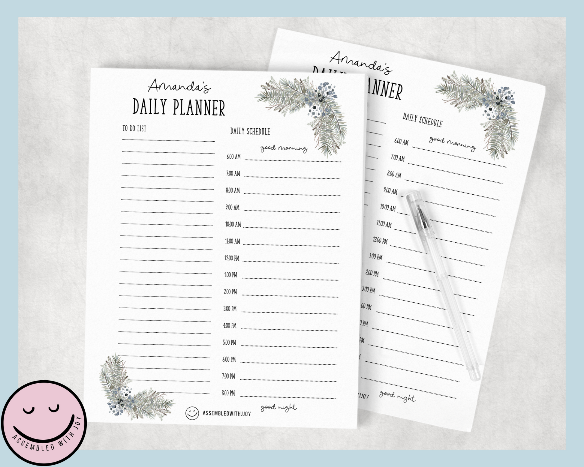 Personalised Winter Floral Daily Planner - Assembledwithjoyoy