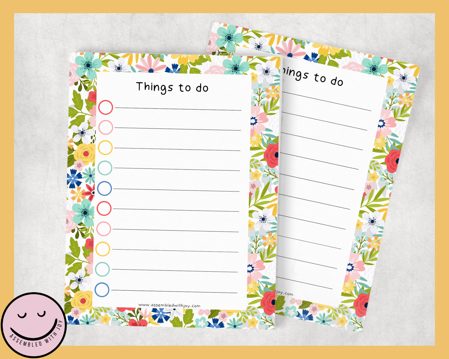 Fleur To Do List Notepad - Assembledwithjoyoy