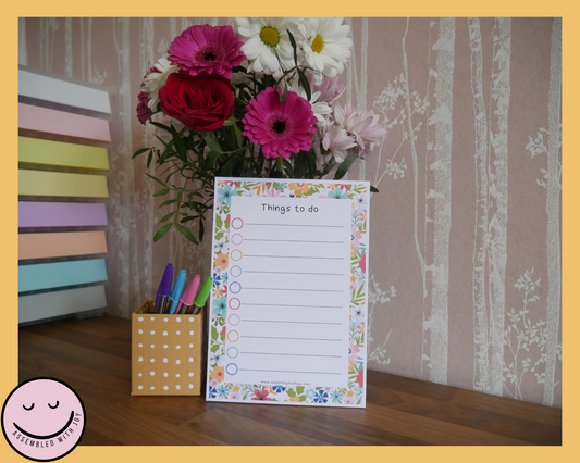 Fleur To Do List Notepad - Assembledwithjoyoy