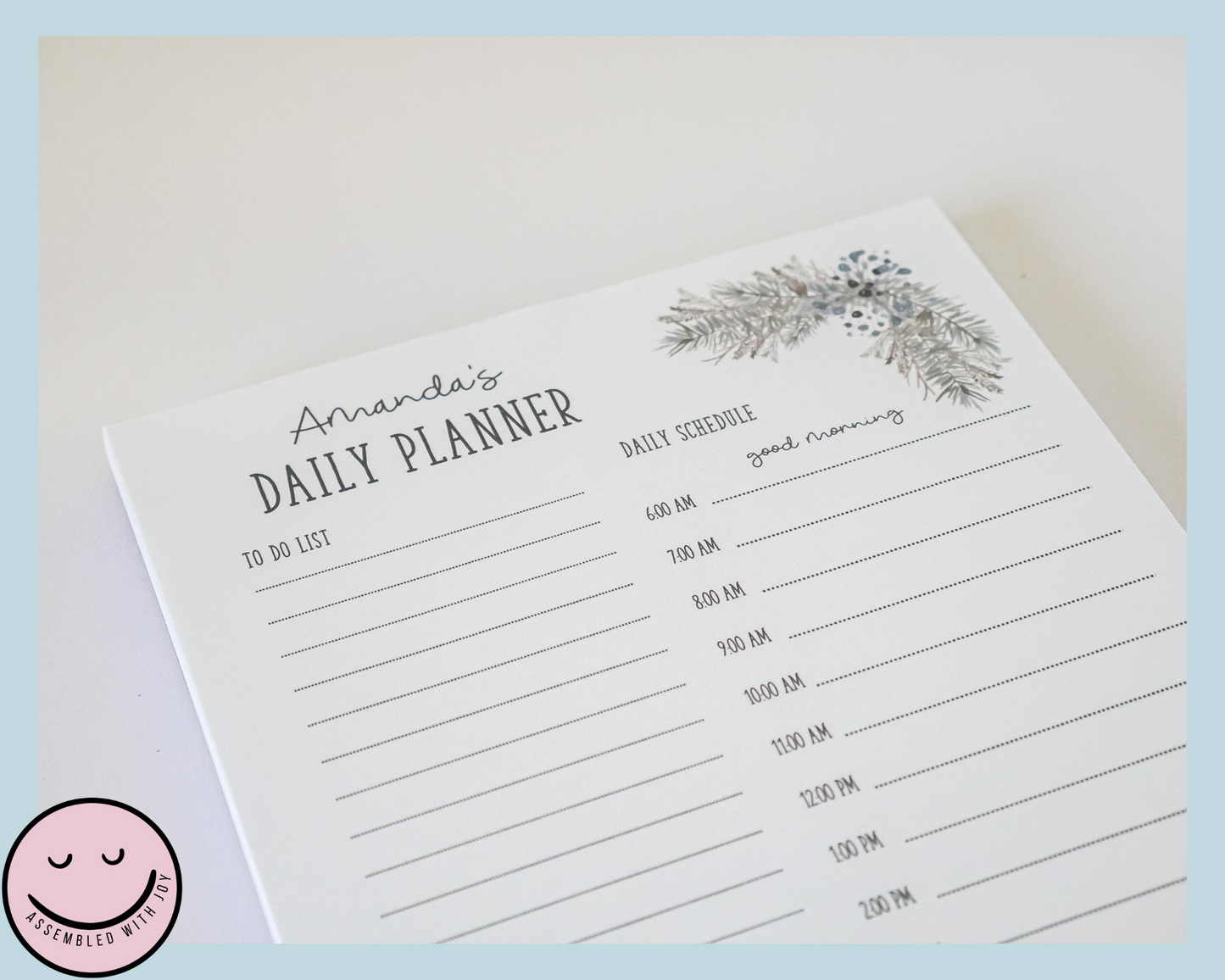 Personalised Winter Floral Daily Planner - Assembledwithjoyoy