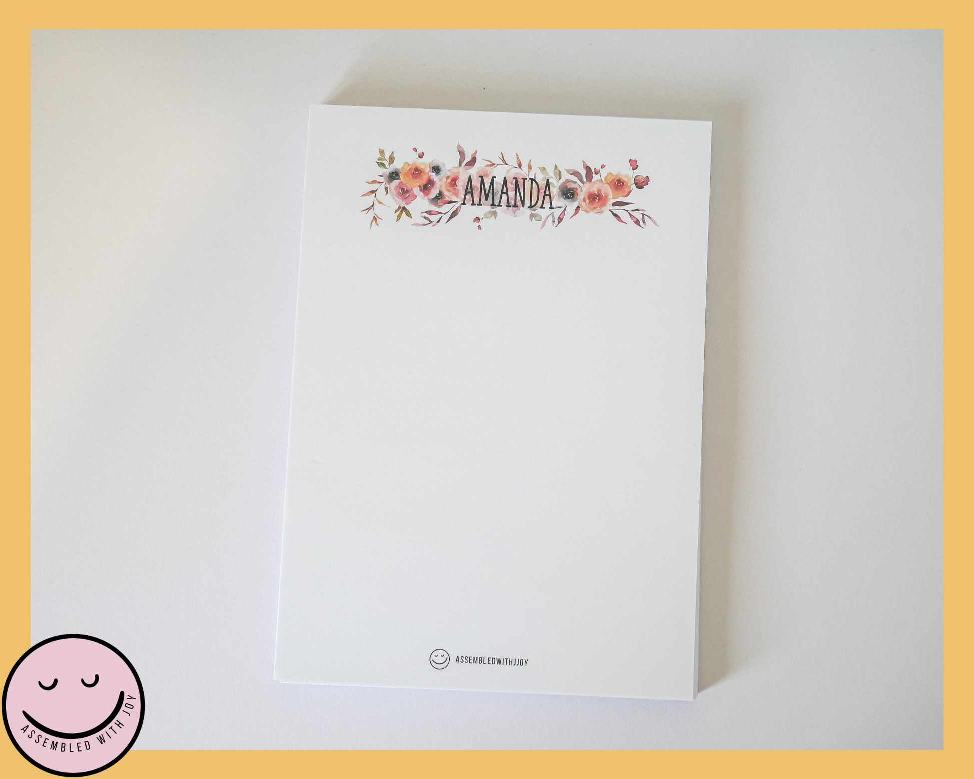 Personalised Autumn Floral Notepad - Assembledwithjoyoy