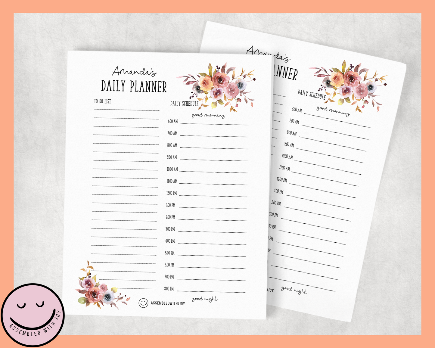 Personalised Autumn Floral Daily Planner - Assembledwithjoyoy