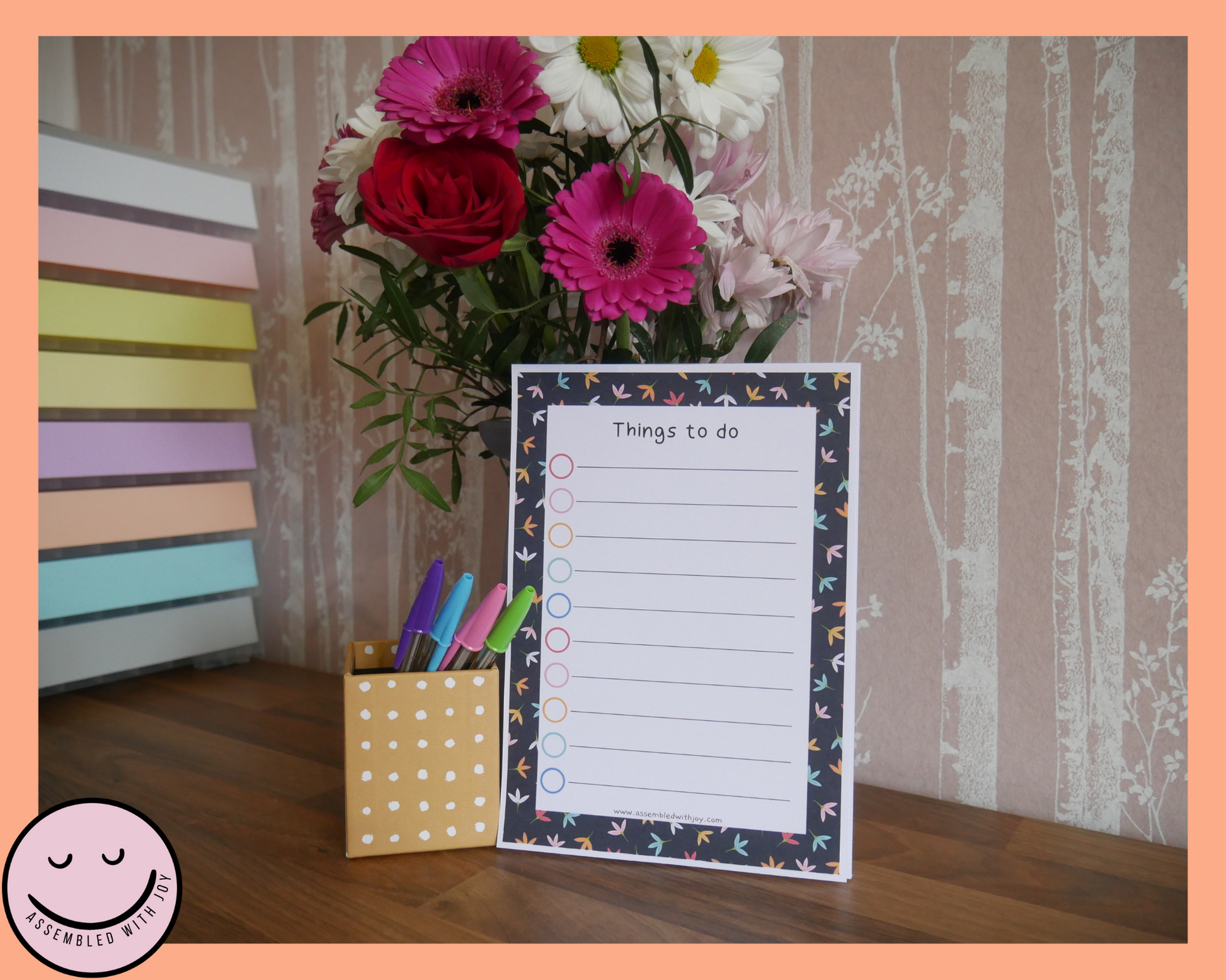 Floral To Do List Notepad - Assembledwithjoyoy