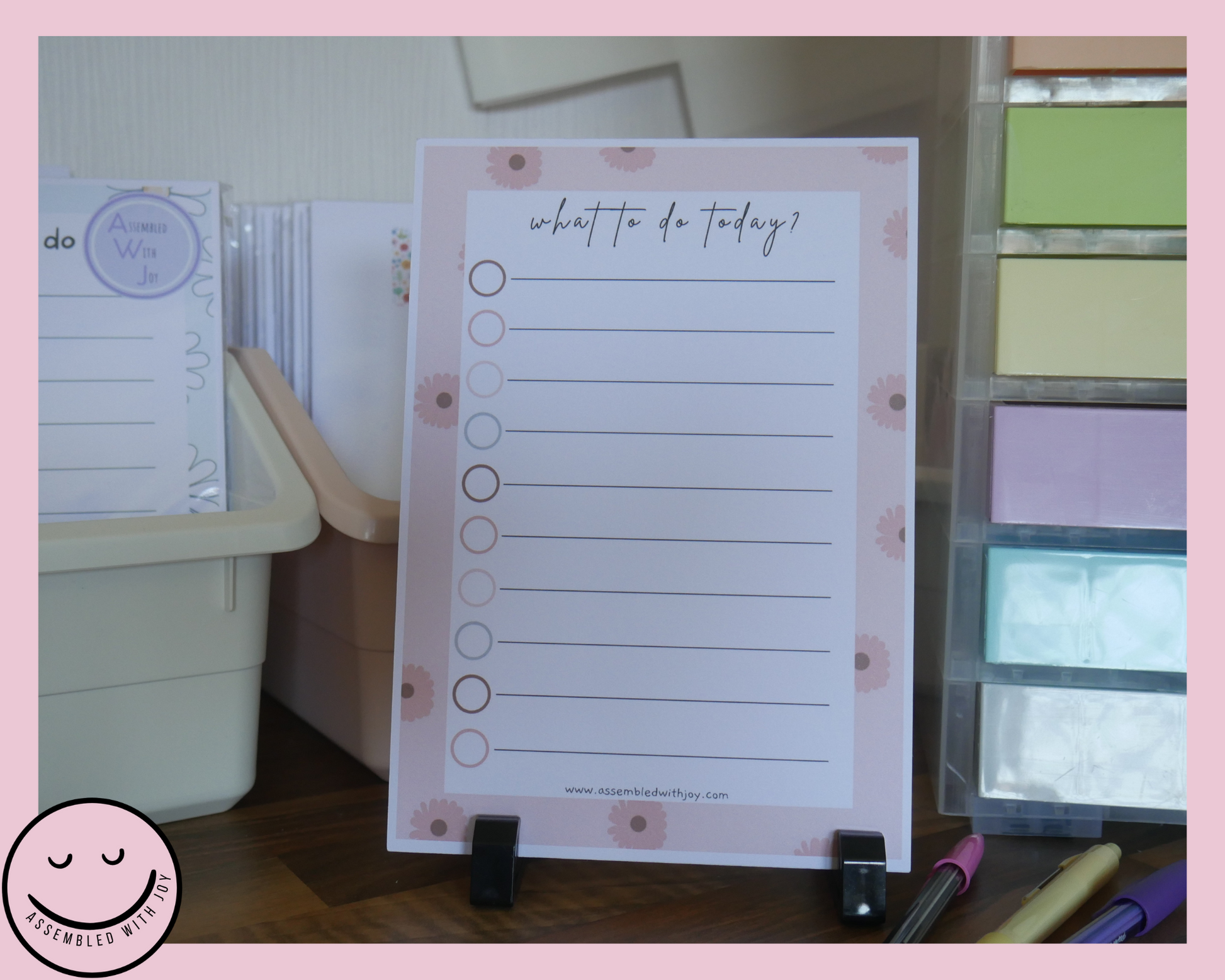 Camilla - pink floral To Do list - Assembledwithjoyoy