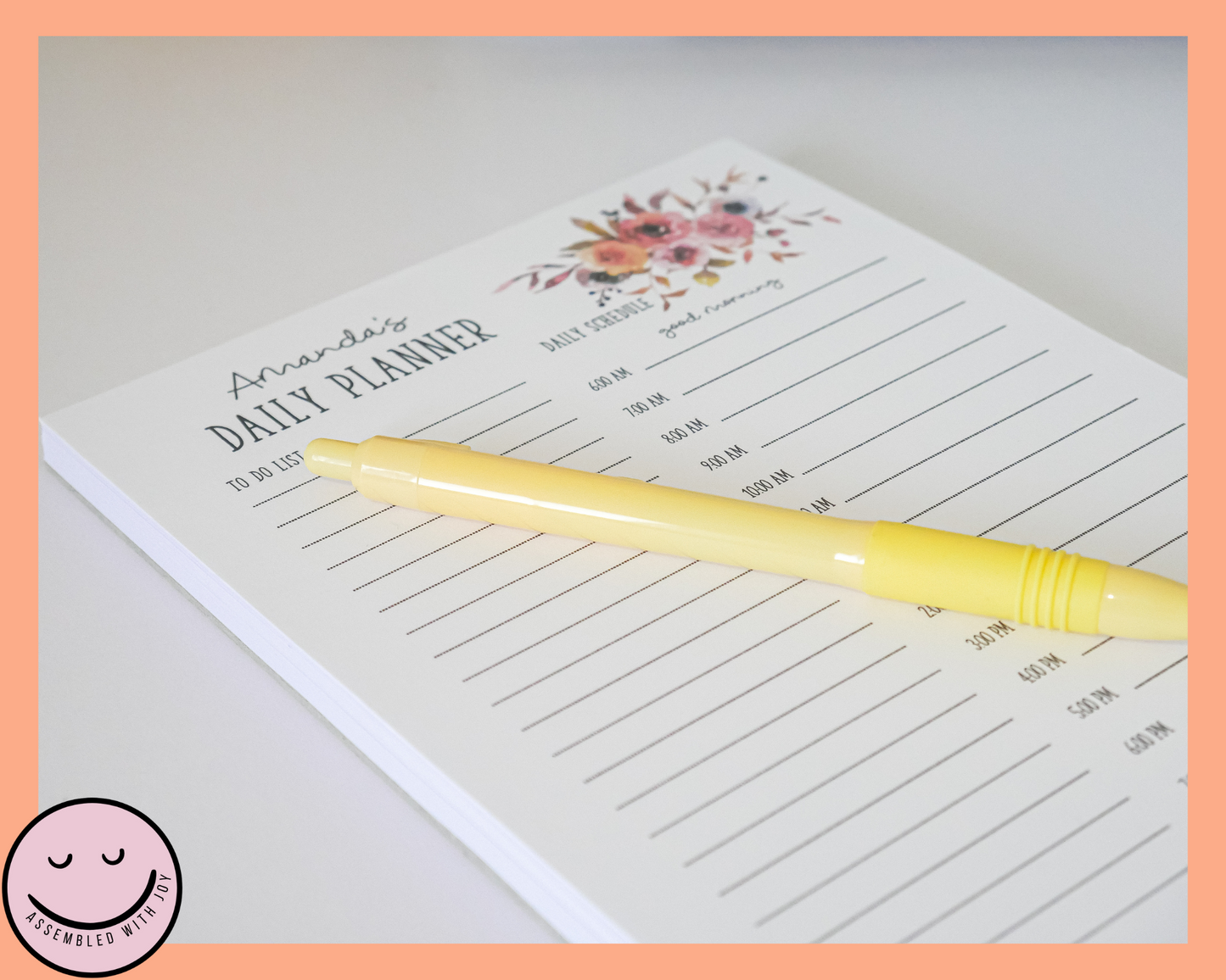 Personalised Autumn Floral Daily Planner - Assembledwithjoyoy