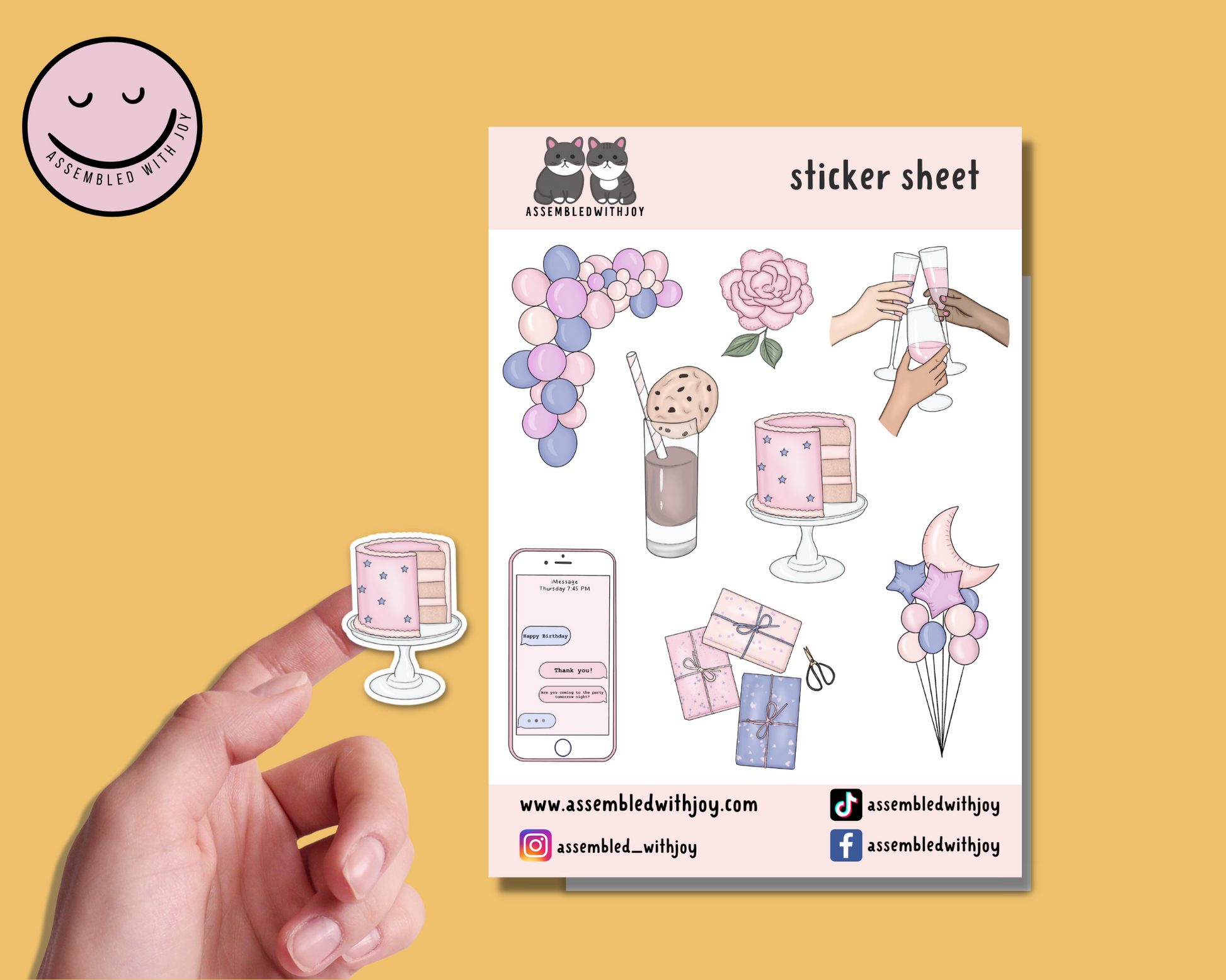 Birthday Planner Sticker Sheet - Assembledwithjoyoy