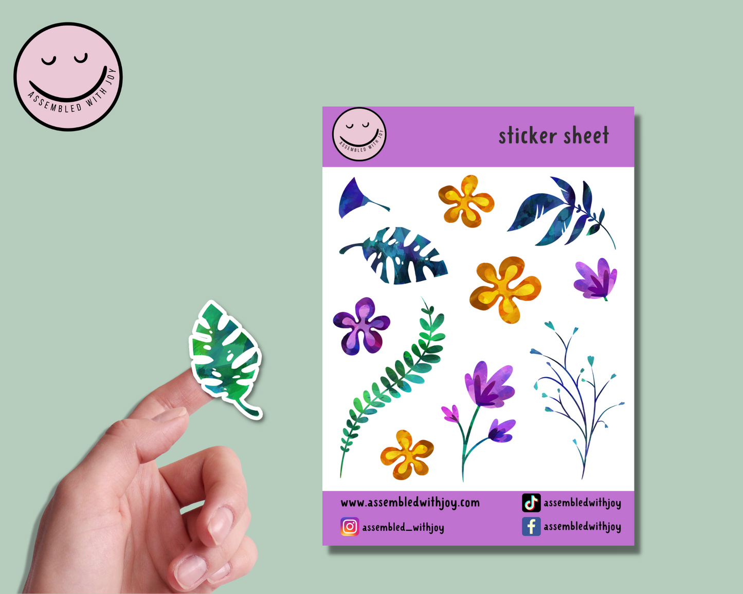 Tropical flowers Planner Sticker Sheet - Assembledwithjoyoy