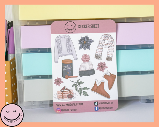 Cosy vibes, Autum Sticker Sheet - Assembledwithjoyoy