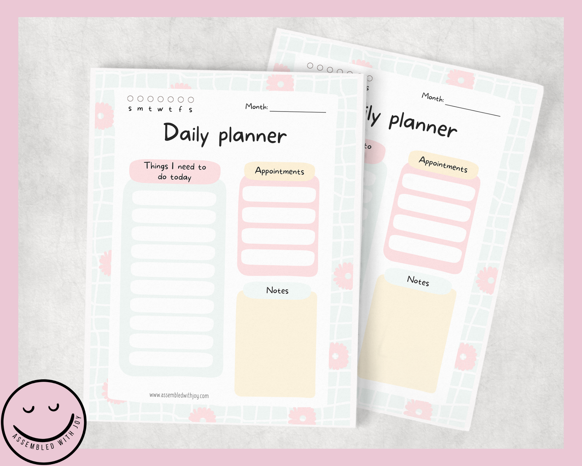 Dahlia Floral Daily Planner - Assembledwithjoyoy