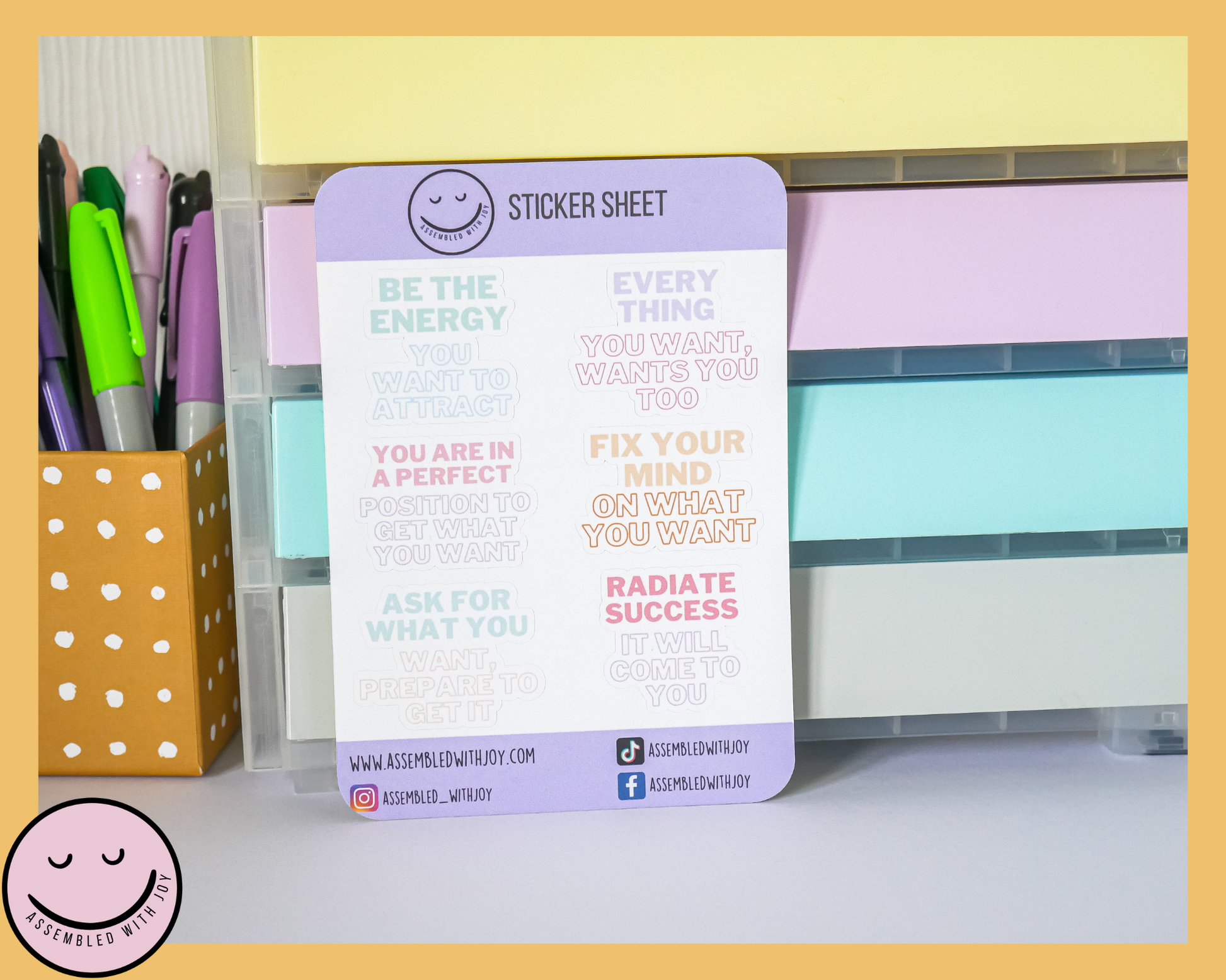 Positivity & motivational affirmation stickers - Assembledwithjoyoy