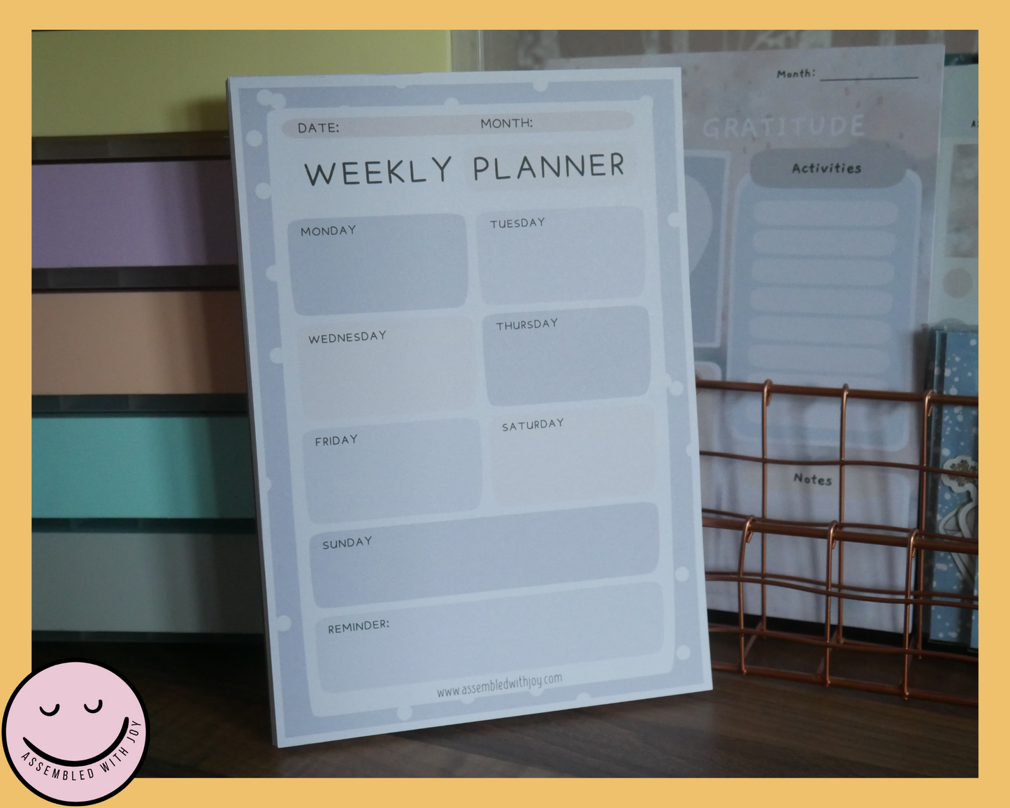 Pia Weekly planner - Neutral Polka Dots - Assembledwithjoyoy