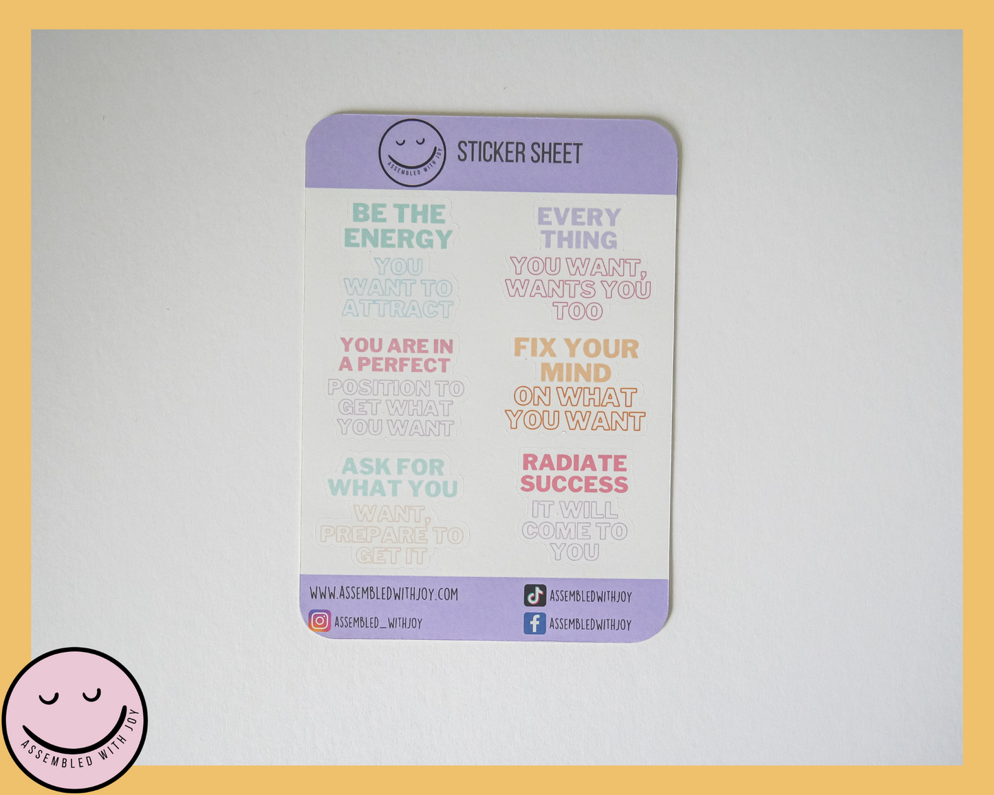 Positivity & motivational affirmation stickers - Assembledwithjoyoy