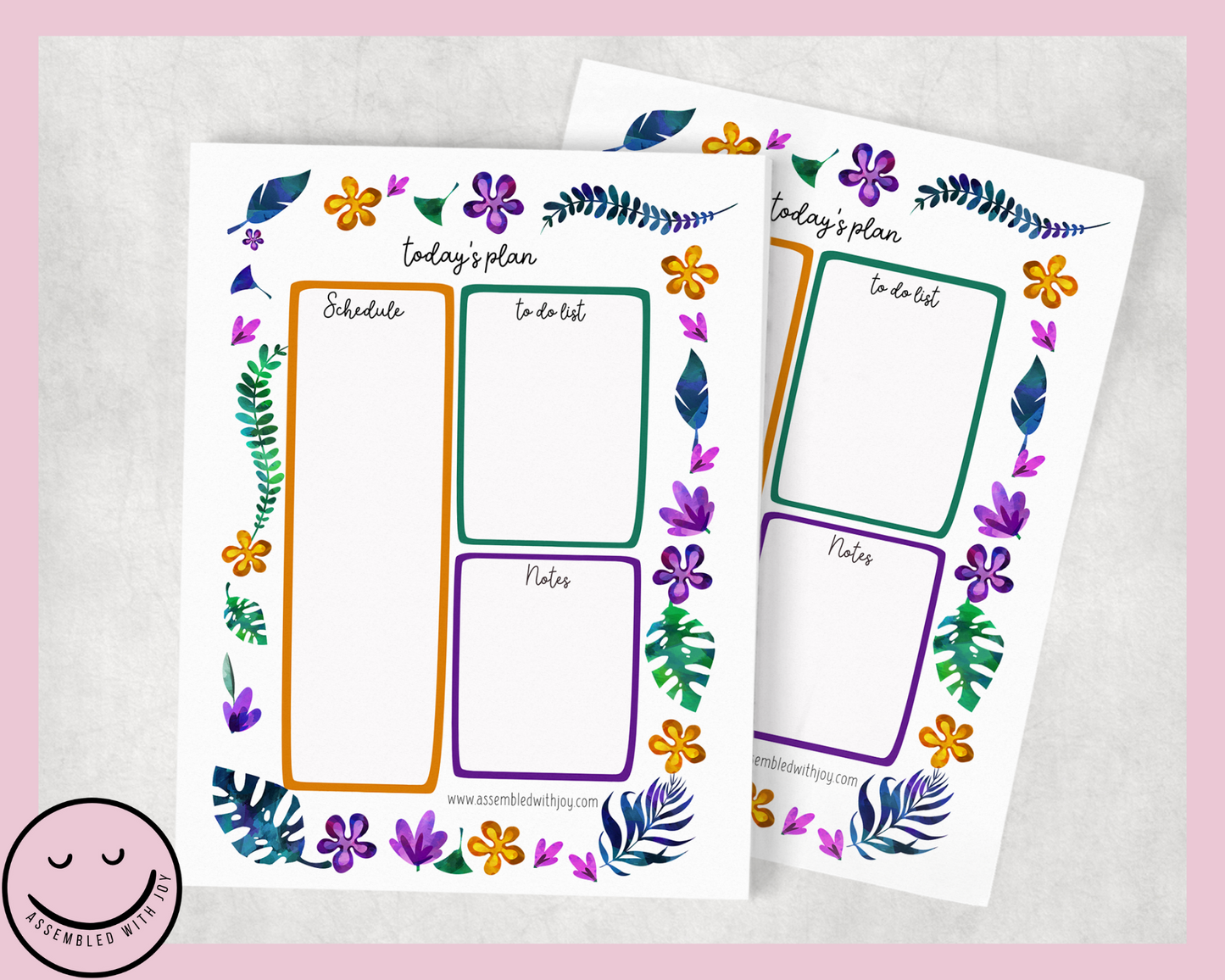 Tropical Flowers Daily Planner Notepad - Assembledwithjoyoy