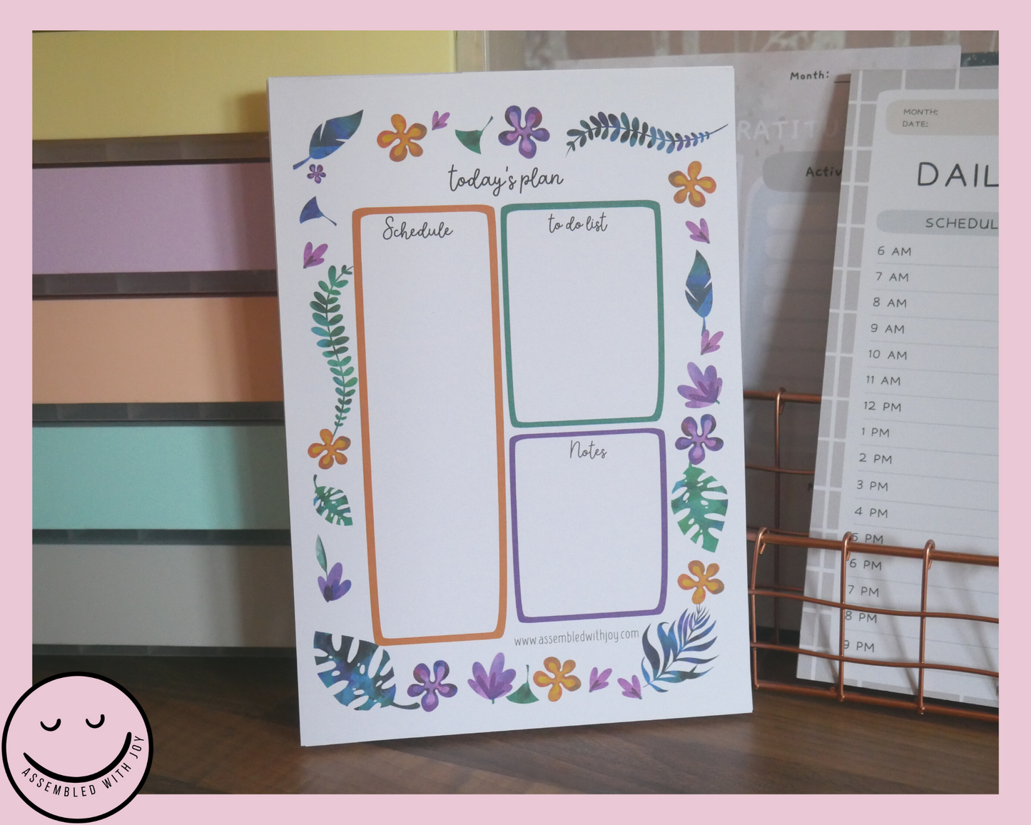 Tropical Flowers Daily Planner Notepad - Assembledwithjoyoy