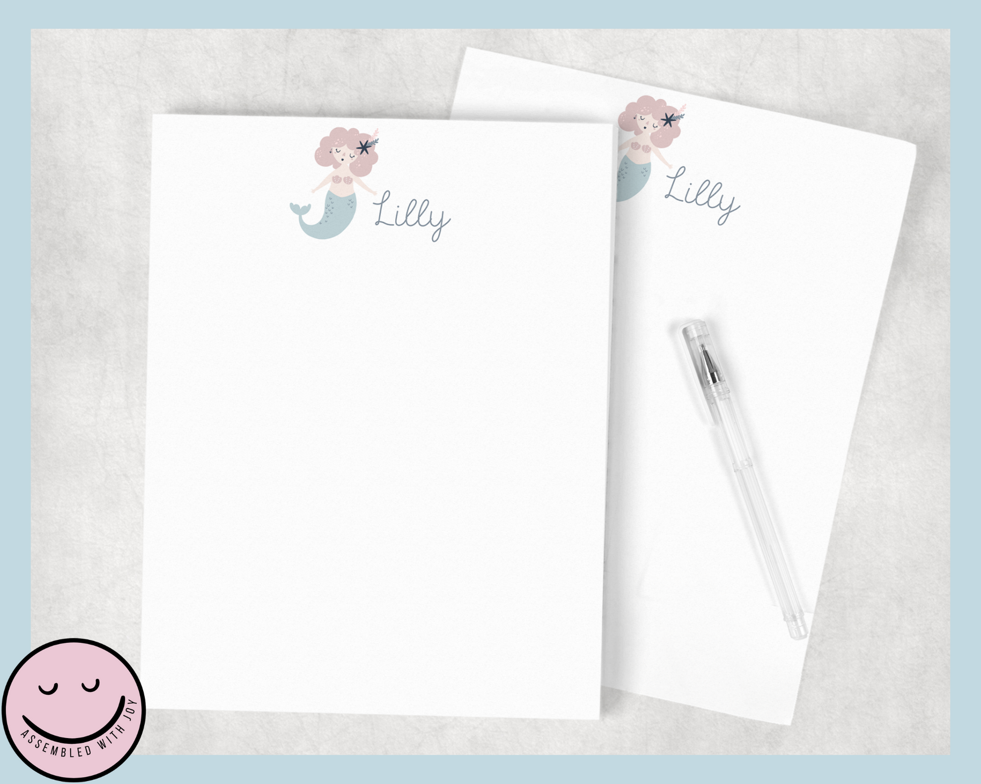 Personalised Mermaid notepad - Assembledwithjoyoy