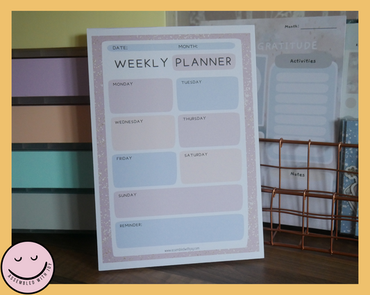 Gabrielle Weekly planner - Pink Glitter - Assembledwithjoyoy