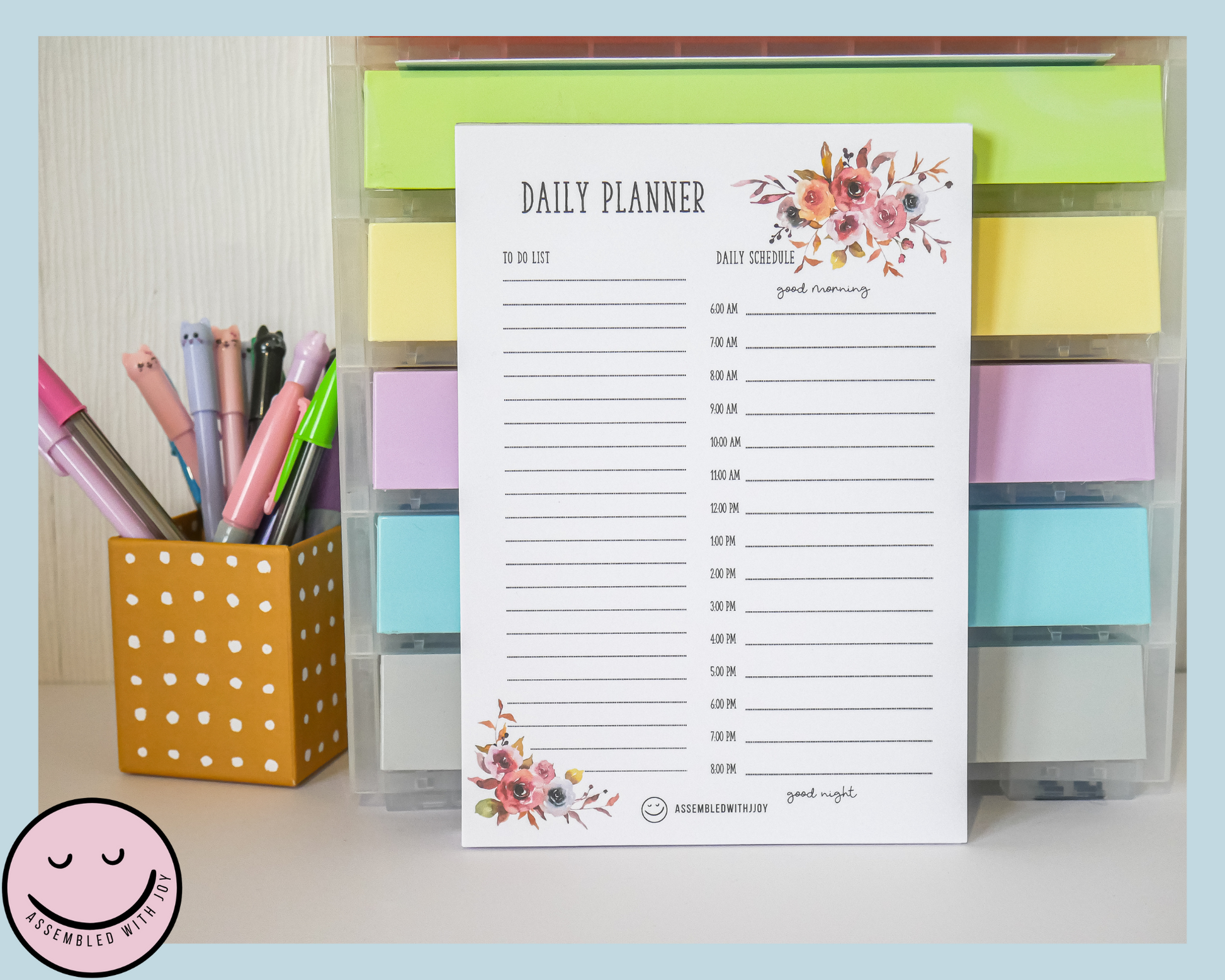 Autumn Floral Planner Notepad - Assembledwithjoyoy