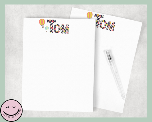 Personalised Hot air Balloons notepad - Assembledwithjoyoy