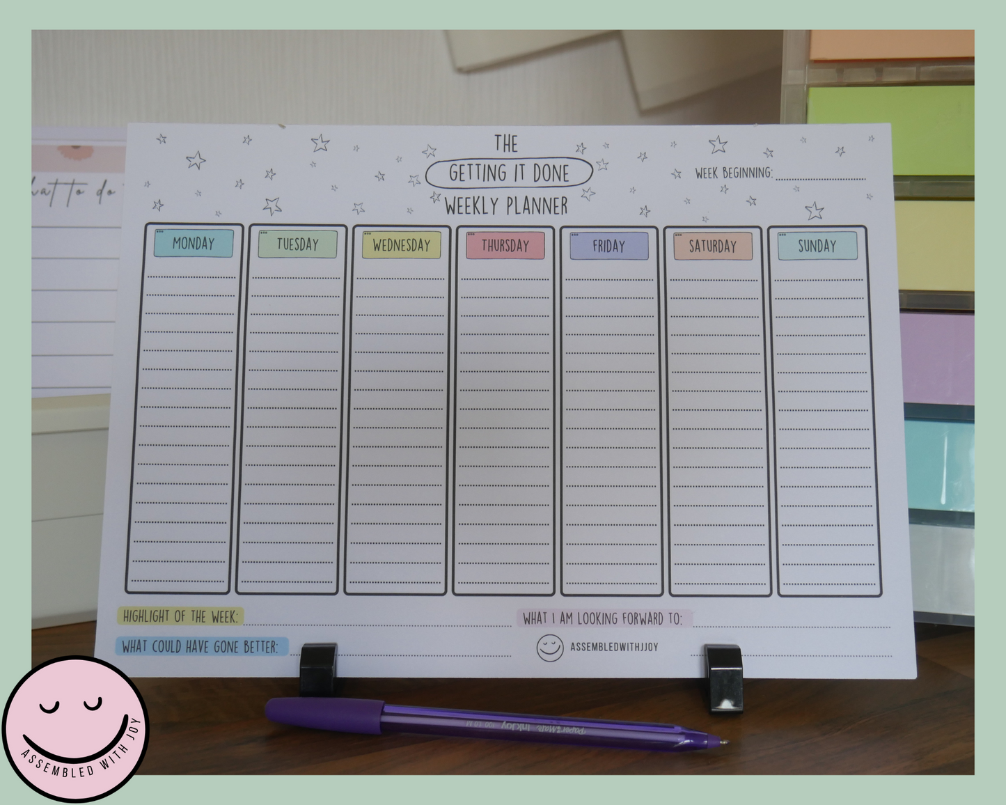 A4 Getting it done daily planner - desk top planner - Assembledwithjoyoy