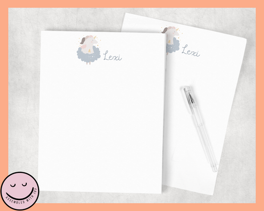 Personalised Unicorn notepad - Assembledwithjoyoy