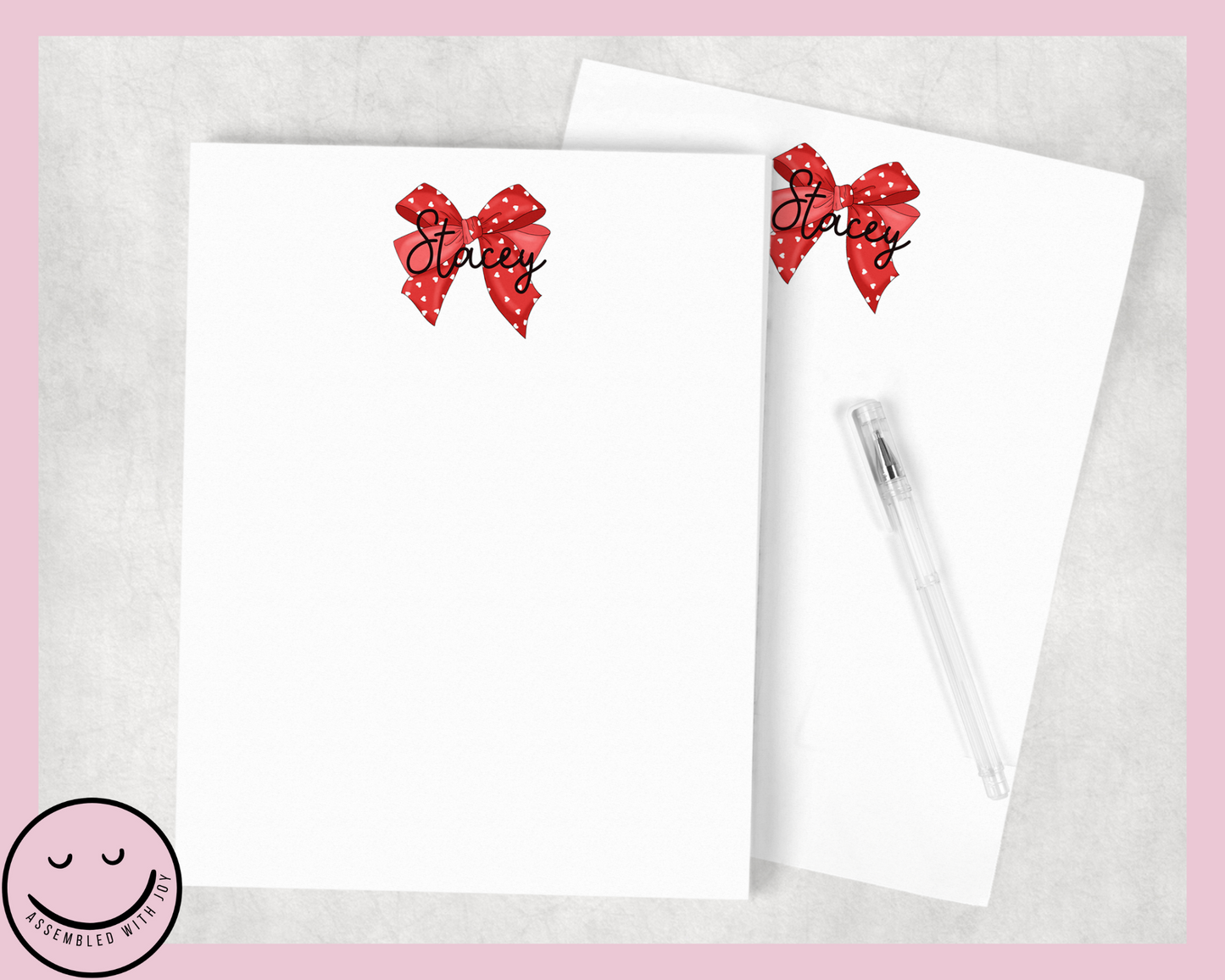 Personalised Bow notepad - Assembledwithjoyoy