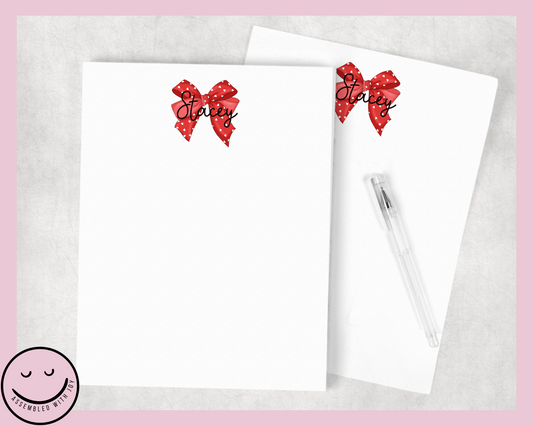 Personalised Bow notepad - Assembledwithjoyoy