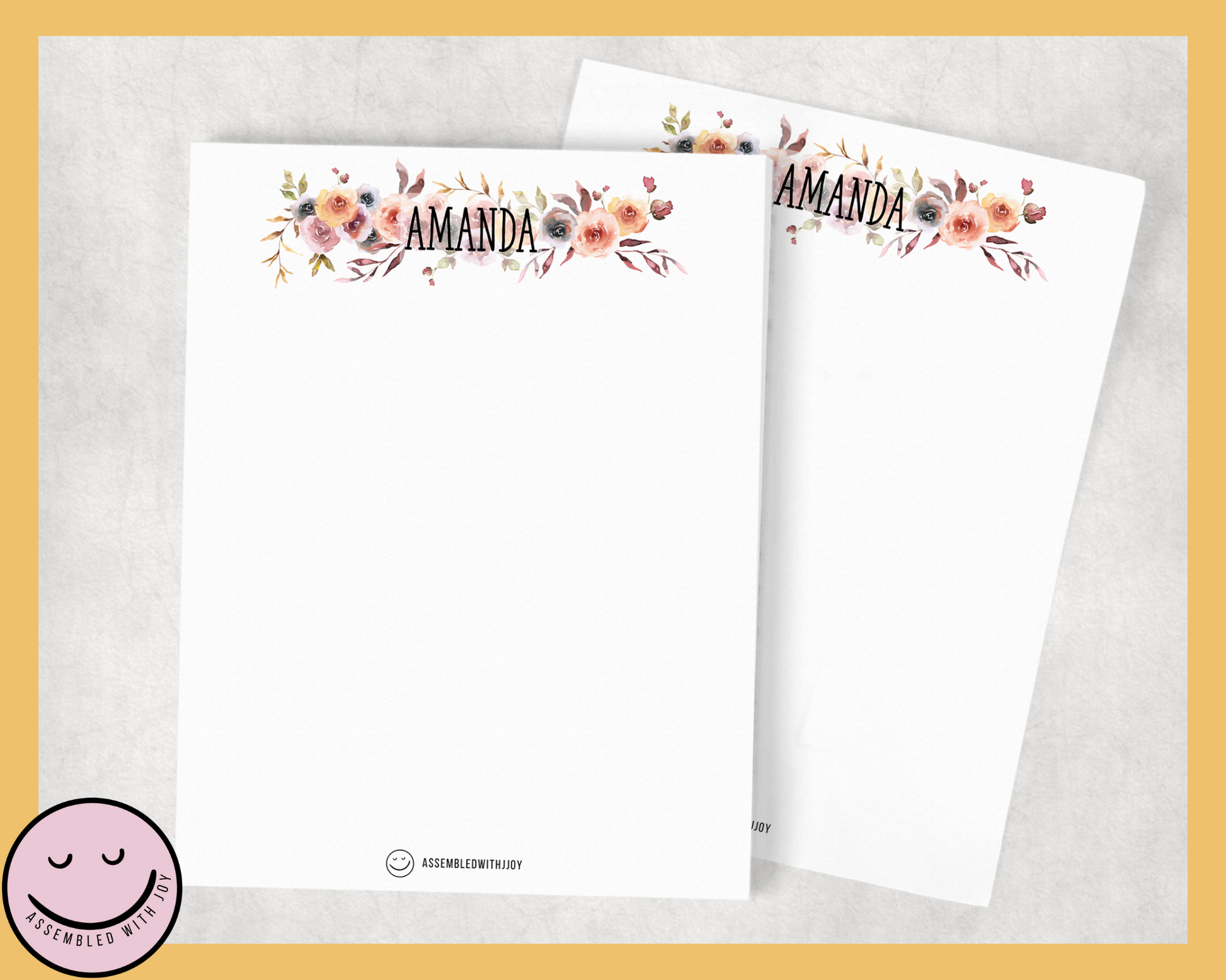 Personalised Autumn Floral Notepad - Assembledwithjoyoy