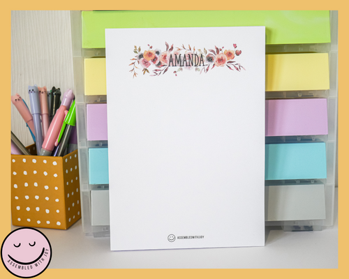 Personalised Autumn Floral Notepad - Assembledwithjoyoy