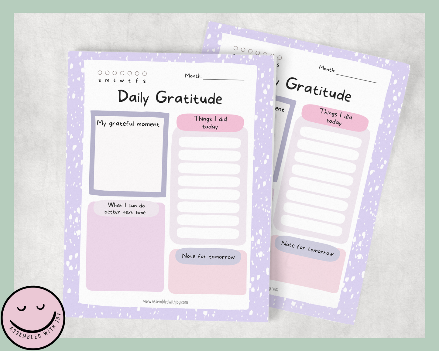 Violet Daily Gratitude Journal Notepad - Assembledwithjoyoy